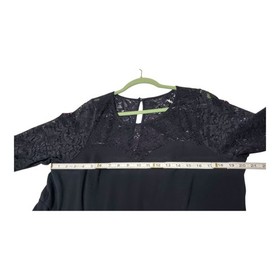 Torrid Challis Black Lace Wide Leg Jumpsuit Size 3X Side Zip Pockets 3/4 Sleeve