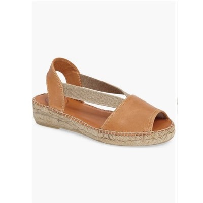 Toni Pons Etna Espadrille Tan Leather Sandals Size 38 / 7.5