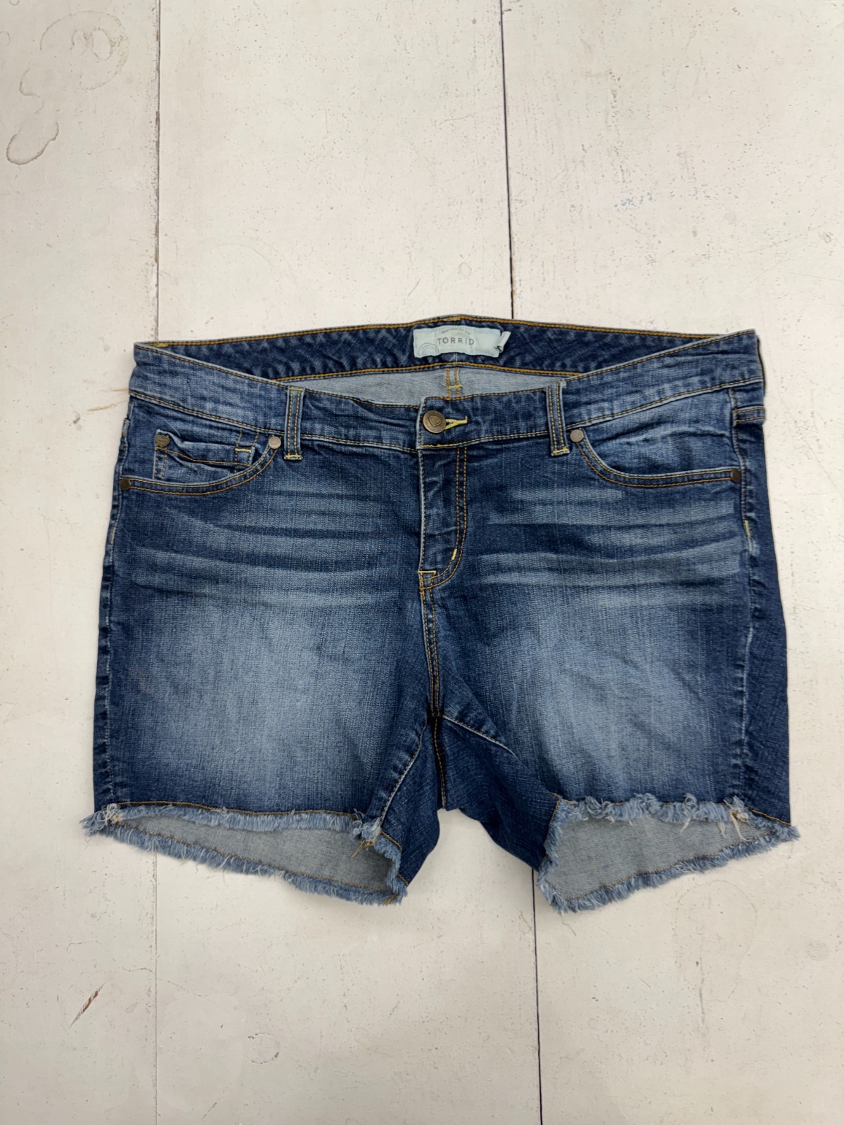 Torrid Solid Blue Basic Casual Cutoff Denim Short… - image 1