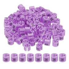 100 Pcs Clothes Hanger Marker Number 26 Tag 3mm Rod Garment Size Tag Purple Pink