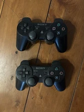 Lot of 2 Sony PlayStation 3 PS3 Genuine OEM Dualshock Sixaxis Controllers BLACK