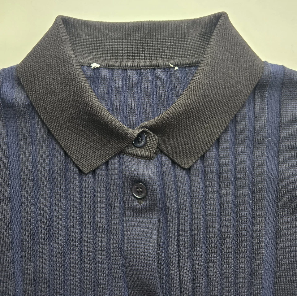 Maison Kitsune 蓝色和黑色条纹罗纹棉质开衫带刺绣狐狸 — 第 4/4 张图片