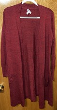 Denim Co. fall red marled long sleeve open front cardigan sweater Size Large