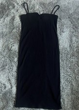 Reformation Jeans Black Sweetheart Neckline Ribbed Dress Midi MinimalMedium