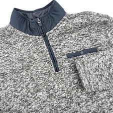 Eddie Bauer Pullover Mens L Gray Excellent Marled Quarter Zip Fleece EMJ1504S