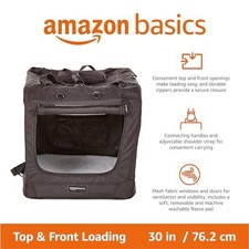 AMAZON BASICS PORTABLE SOFT PET DOG CRATE CARRIER KENNEL WITH MESH WINDOWS, -