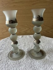 Paire de bougeoirs roumains Geea faits main et peints