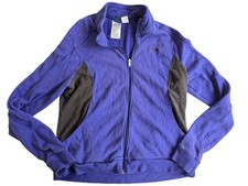Reebok Womens Full-Zip Fleece Jacket Purple Black L Warm Casual Activewear