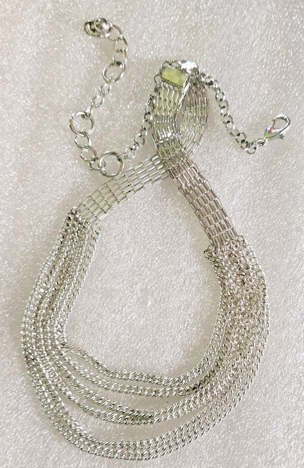 Vintage Silver Tone Multi Stranded Chains Bib Dan… - image 3