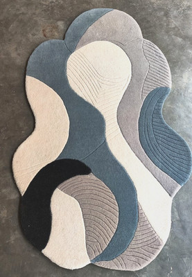Custom Hand-Tufted Wool Rug Irregular Shape Multicolor Area Carpet for Hallway
