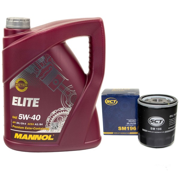 MotoröL Set 5W40 5 Liter + ÖLfilter SM196 FüR Seat Arosa Skoda Fabia I VW Lupo-image