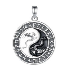 925 Sterling Silver Yin Yang Dragon Necklace