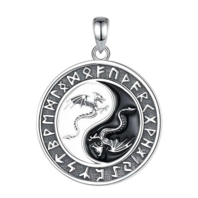 925 Sterling Silber Yin Yang Drachen Halskette