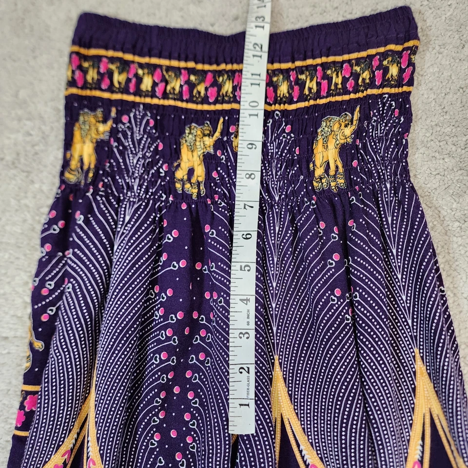 Women's Purple Elephant Harem pants Elastic Waist hippie Boho Yoga Small - Image 4 of 4