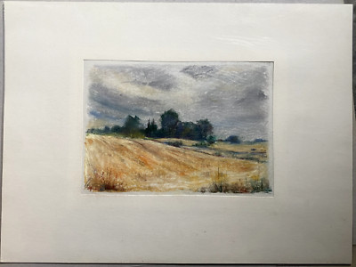 ::FRANZ EHMKE*1928 -2018 GDR PAINTER FIELDS PASTEL TITLED SIGNED PAINTING