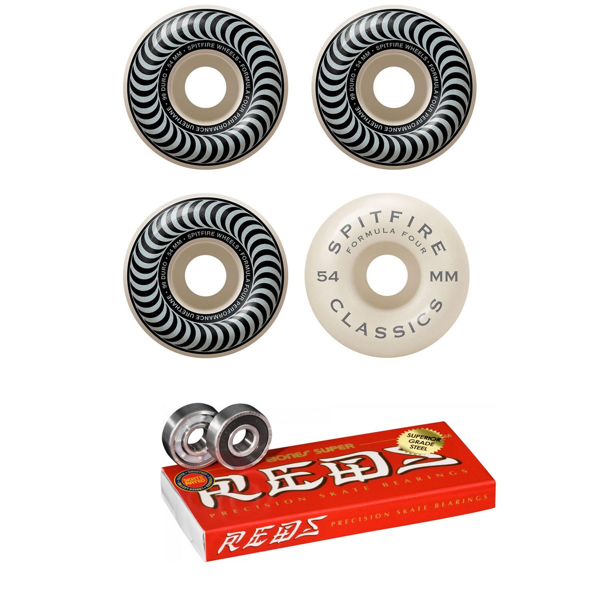 Spitfire Skateboard Wheels F4 Classics 99A Silver 54mm Bones