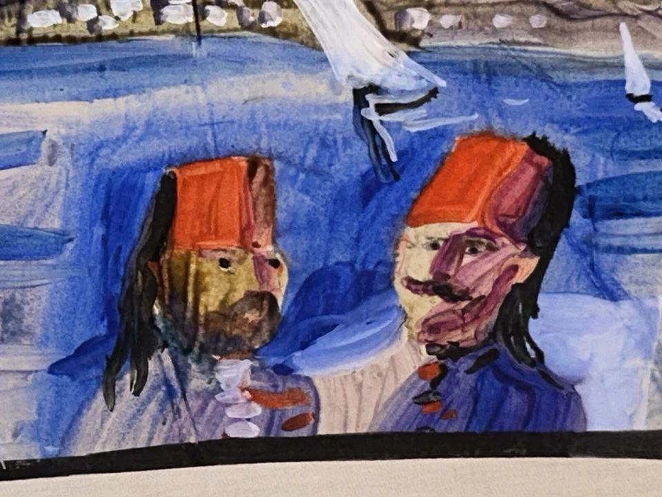 Robert Andrew Parker Original Acuarela Grande “Port Said” 1965 Foto 4 de 4