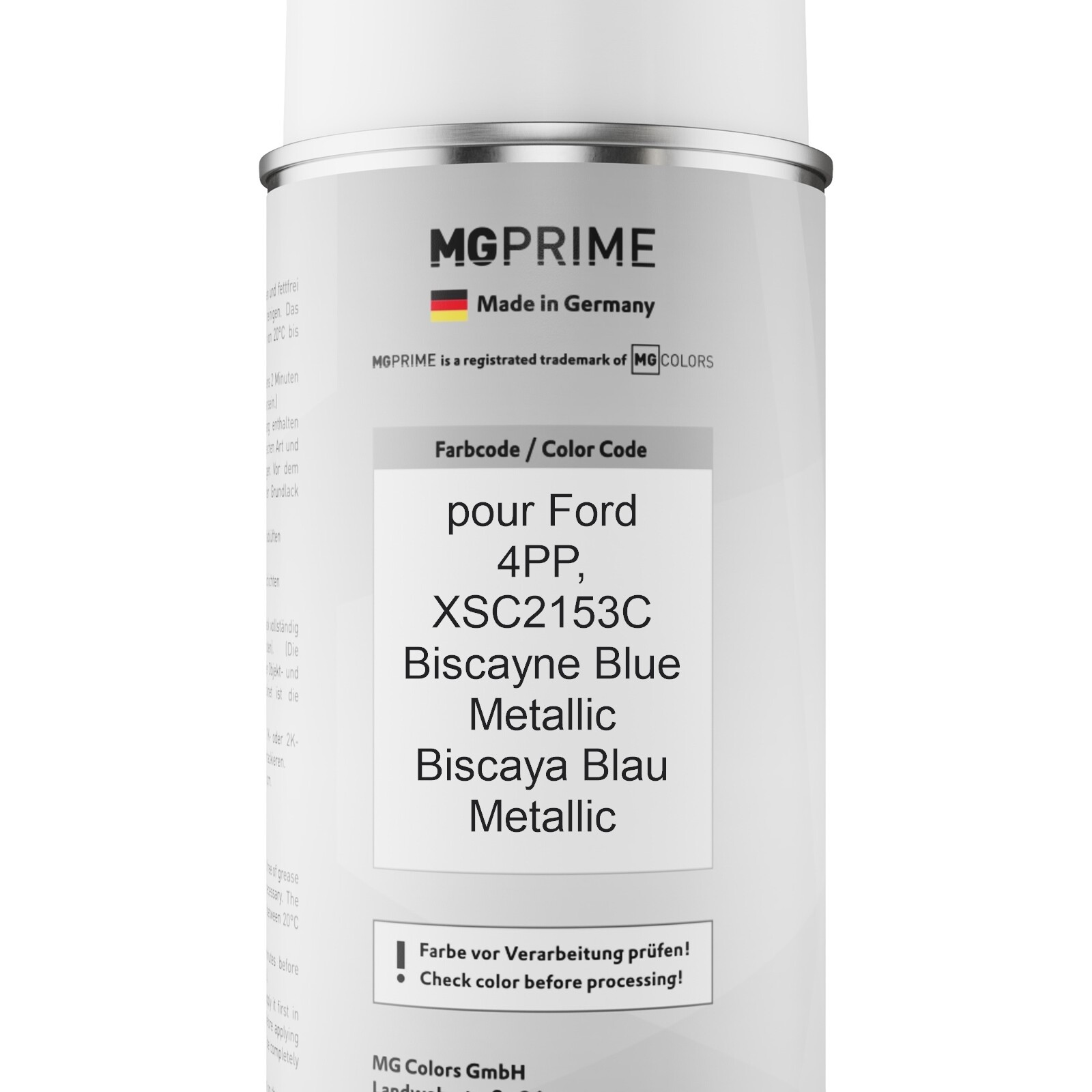MG PRIME Peinture Voiture Pot En Litre Pour Ford 3 / XSC2153C Biscayne Blue Metallic/Bleu Biscayne Metallic Base 0,5 Litre 500ml