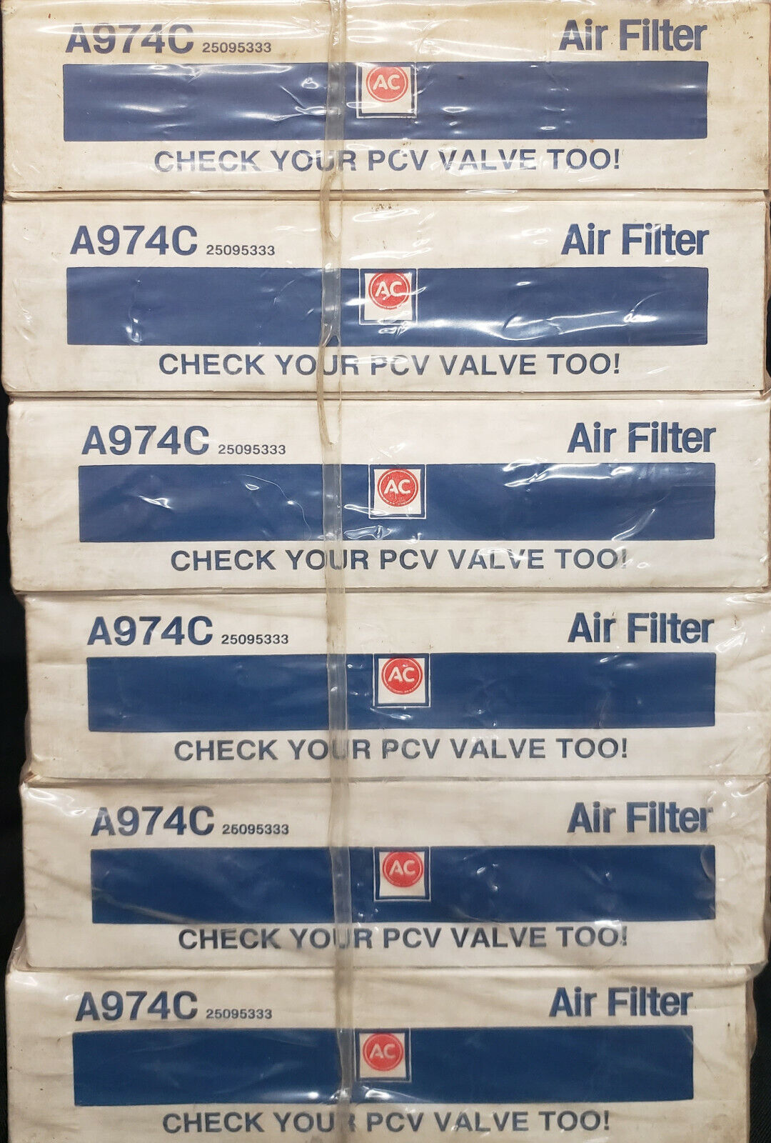 AC DELCO AIR FILTER A974C. Pack of 6.