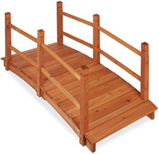 Relaxdays Ponte da Giardino in Legno, Ringhiera, percorribile,Decorazione Giardi