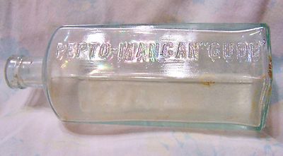 Antique Pepto-Mangan Dr. A Gude Medicine Bottle 6 Sided Heart On Bottom 7'' Tall