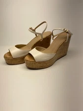 Stuart Weitzman Palmina Mahogany Leather Wedge Sandals Sz 9.5  B