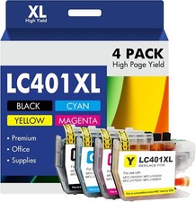 4pk LC401XL H-Yield Ink Cartridges for Brother MFC-J1010DW MFC-J1012DW J1170DW