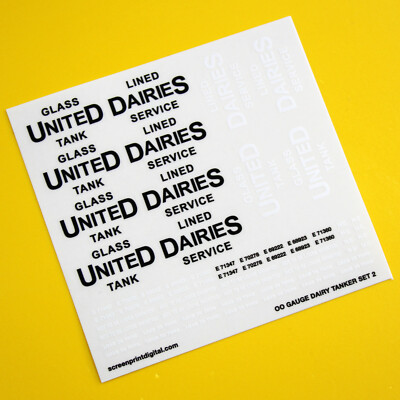 Modelleisenbahn Spur O UNITED DAIRIES MILCHTANKER hochdetaillierte Aufkleber Decals SET 2