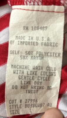 Looter Shirt Blouse Juniors Large Read Between the Lines Red White