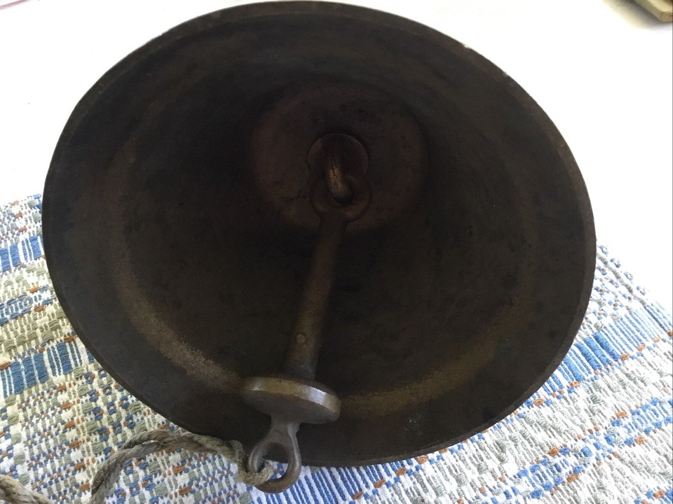 Antique Cast Bronze Ship/School Bell Bronze Clapper with Original Pull ...