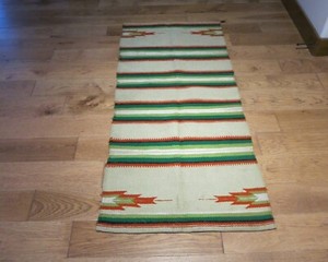Vintage Hand Woven Wool Banded Double Western Horse Blanket or Rug 