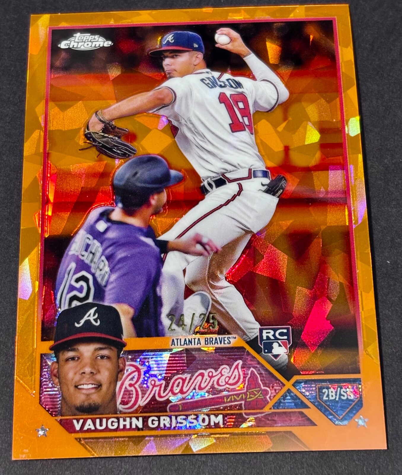 2023 TOPPS CHROME VAUGHN SAPPHIRE GRISSOM RC ORANGE REFRACTOR ROOKIE /25!