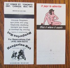 GIRLIE: HUNGARIAN HUT GENTLEMAN'S CLUB MATCHBOOK COVER (TORONTO, ONTARIO) -B23