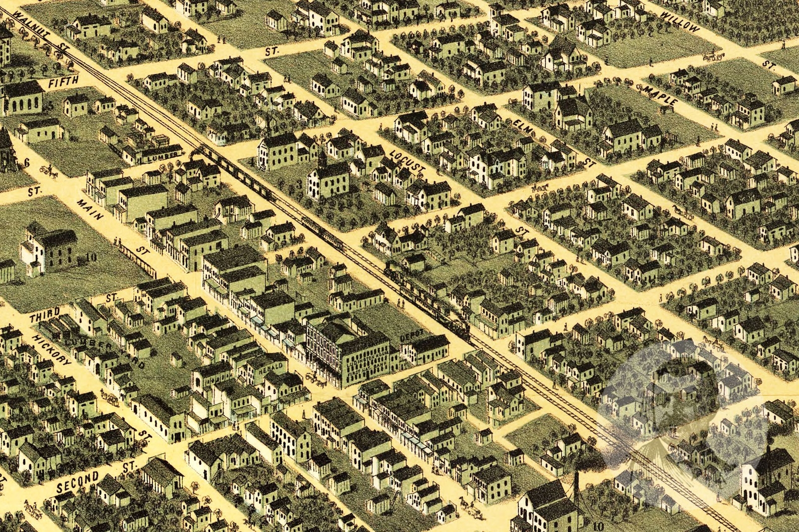 Old Map of Ottawa, KS from 1872 Vintage Kansas Art, Historic Decor eBay