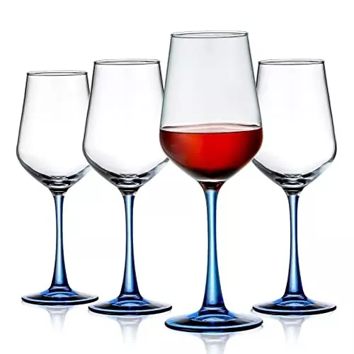 Red Wine Glasses Blue Stemmed Colored Wine Glasses Set Wine Glassware for  Win