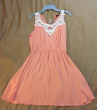 NWT Forever 21 Women’s SunDress Crochet Lace Neckline Size S Orange Peach