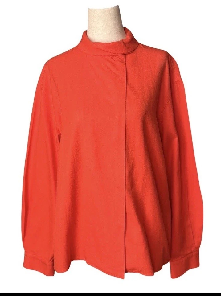 Blusa Top Byblos Italia De Colección Firma Naranja Algodón Para Mujer 10 44 Cuello Alto Simulado Foto 2 de 4