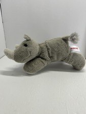 Aurora Gray Rhino Plush Stuffed Animal Toy Small Laying Soft Cuddly Cute Kids