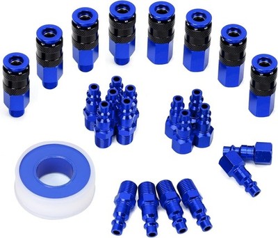 25 Pieces 1/4'' NPT Aluminum Air Coupler and Plug Kit, Quick Connect Air Fittings