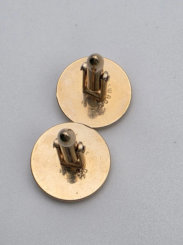 复古 SWANK 袖扣 领带 Tack Set Leaf Olive 多面水晶 金色 纹理 — 第 2/4 张图片