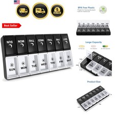7 Day Pill Organizer 2 Times a Day, Large Weekly AM PM Pill Box, Day Night Me...
