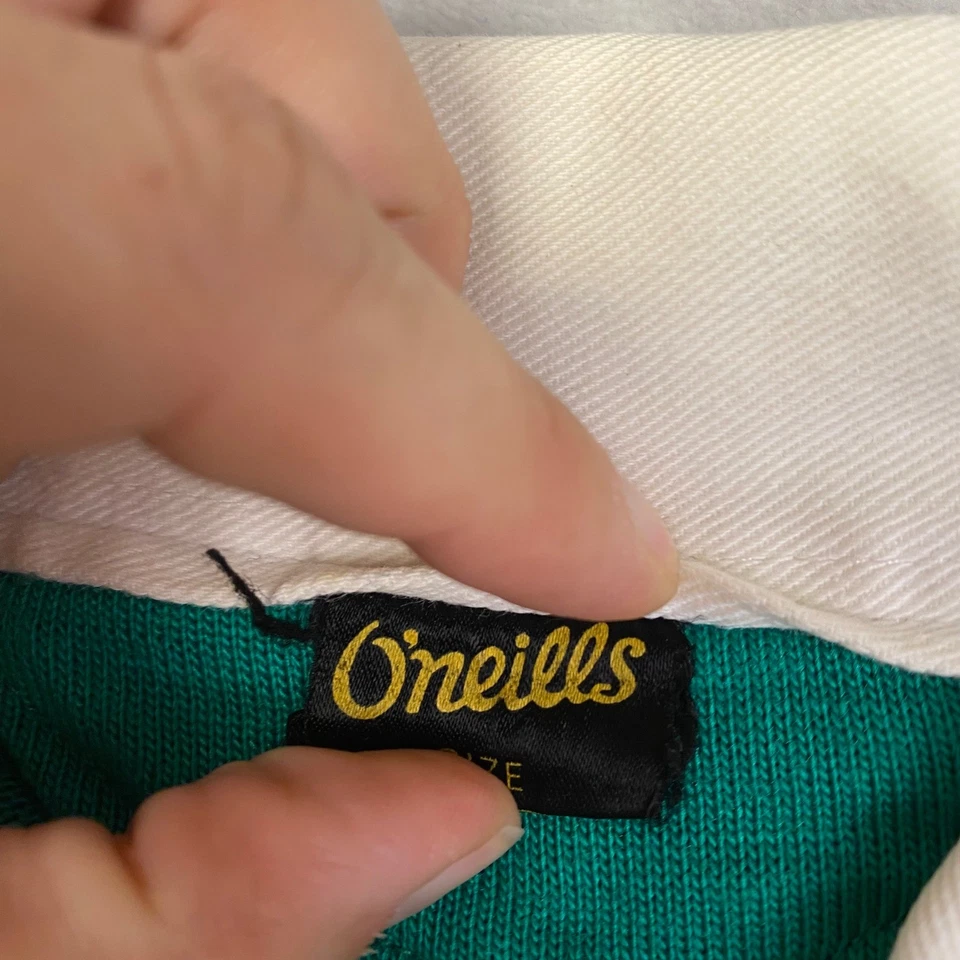 Camisa de Rugby Verde Masculina O'Neills Manga Longa Brasão Trevo Gola Branca Tamanho G - Imagem 4 de 4