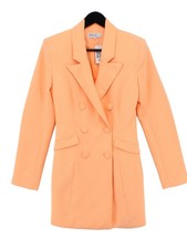 House Of CB London Women's Coat S Orange Polyester with Elastane Overcoat