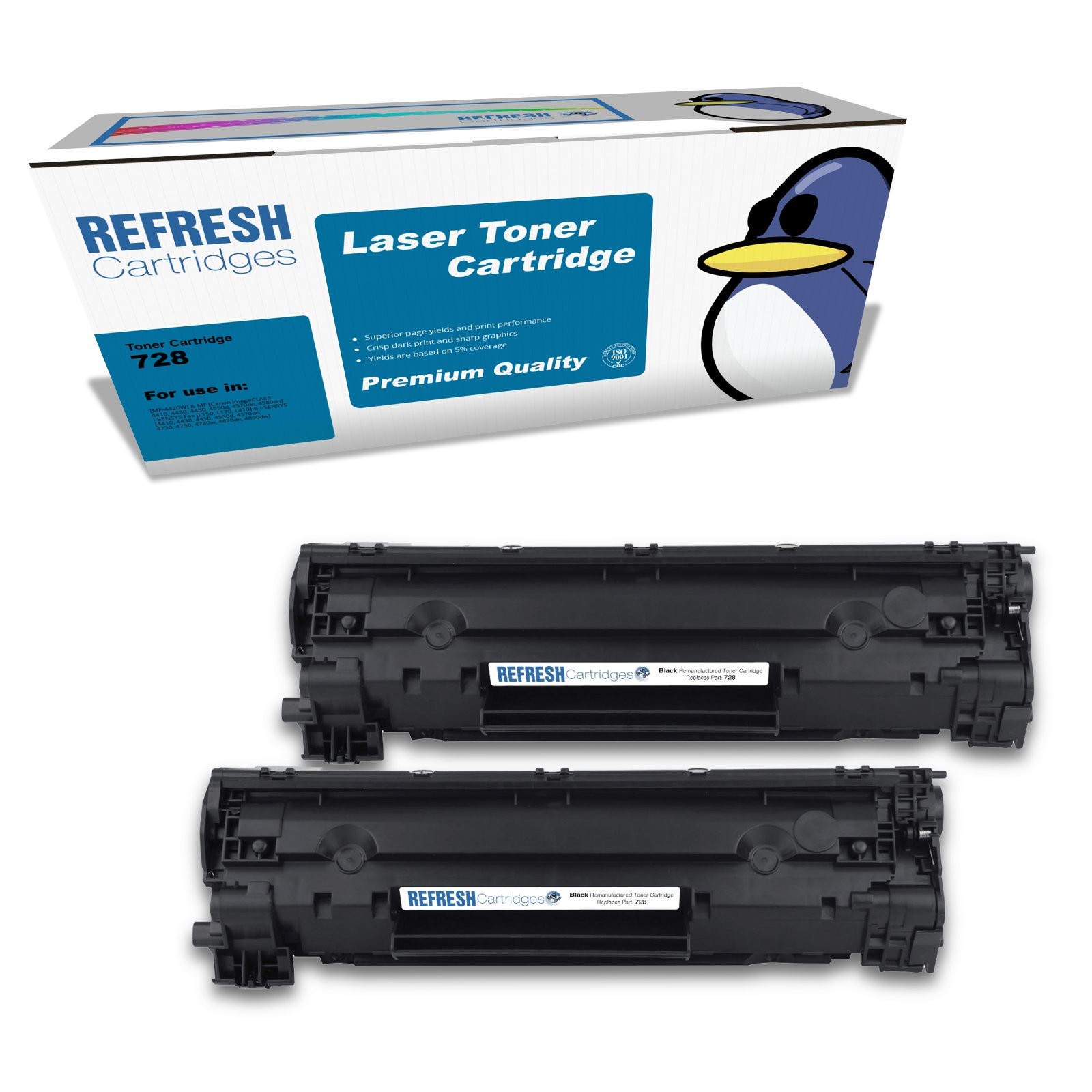 Refresh Cartridges Black 728 Toner TWIN PACK Compatible With Canon Printers