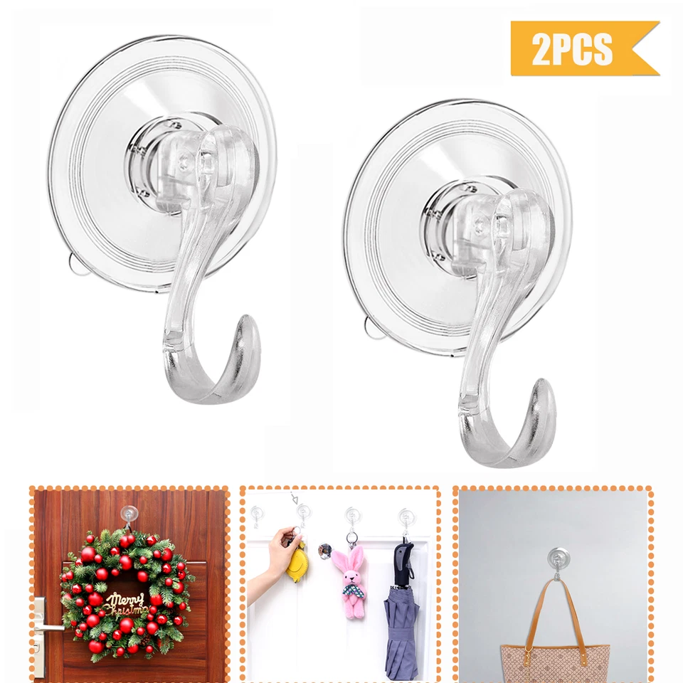 GAMEXCEL 2X Heavy Duty Strong Suction Cup Hooks Hanger Tile Window Glass Bathroom Kitchen