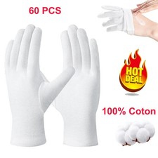 60 Pairs White Cotton Gloves For Dry Hands Sleeping Premium Cotton Gloves USA