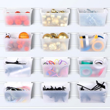 12 Pcs Storage Bin Plastic Slatwall Bins for Slatwall Organizer Containers Garag