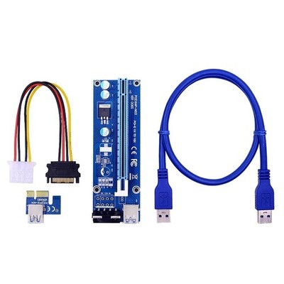 Blue PCI E Riser Card 30CM 60CM 100CM USB 3.0 Cable PCI Express 1X 16X Extender