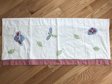 Kids White Cotton Embroidered Valance Panel With Ladybug Dragonfly Pattern