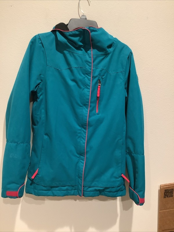 Women's Ride Snowboard Jacket Teal with pink Hoodie S